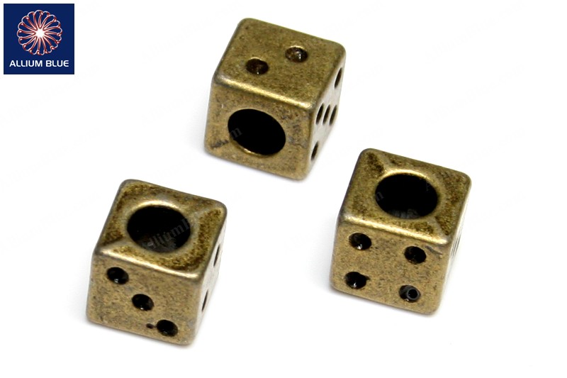 Square Dice Bead, Plated Base Metal, Antique Brass, 9x9x9mm - 關閉視窗 >> 可點擊圖片