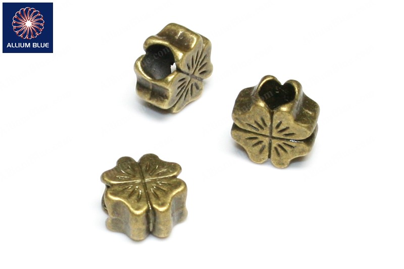 Lucky Clover Bead, Plated Base Metal, Antique Brass, 10.5x10.6mm - Click Image to Close