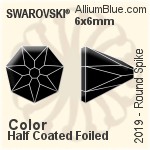 スワロフスキー ラウンド Spike ラインストーン (2019) 6x6mm - カラー（ハーフ　コーティング） 裏面プラチナフォイル