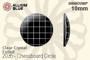 Swarovski Chessboard Circle Flat Back No-Hotfix (2035) 10mm - Clear Crystal With Platinum Foiling - Click Image to Close