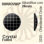 施華洛世奇 棋盤圓形 平底石 (2035) 20mm - 透明白色 白金水銀底
