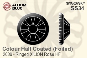 Swarovski Ringed XILION Rose Flat Back Hotfix (2039) SS34 - Colour (Half Coated) With Silver Foiling - Click Image to Close