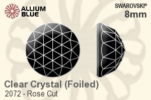 Swarovski Rose Cut Flat Back No-Hotfix (2072) 8mm - Clear Crystal With Platinum Foiling