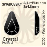 施華洛世奇 梨形 熨底平底石 (2300) 8x4.8mm - 透明白色 鋁質水銀底