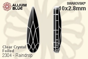 スワロフスキー Raindrop ラインストーン (2304) 10x2.8mm - クリスタル 裏面プラチナフォイル - ウインドウを閉じる