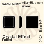 スワロフスキー Base ラインストーン ホットフィックス (2402) 4mm - クリスタル エフェクト 裏面アルミニウムフォイル