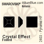 スワロフスキー Pyramid ラインストーン ホットフィックス (2403) 6mm - クリスタル エフェクト 裏面アルミニウムフォイル
