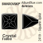 Swarovski Square Spike Flat Back No-Hotfix (2419) 4x4mm - Clear Crystal With Platinum Foiling