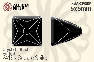 スワロフスキー Square Spike ラインストーン (2419) 5x5mm - クリスタル エフェクト 裏面プラチナフォイル