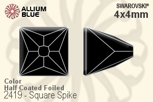 スワロフスキー Square Spike ラインストーン (2419) 4x4mm - カラー（ハーフ　コーティング） 裏面プラチナフォイル - ウインドウを閉じる