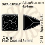 スワロフスキー Square Spike ラインストーン (2419) 4x4mm - カラー（ハーフ　コーティング） 裏面プラチナフォイル