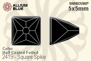Swarovski Square Spike Flat Back No-Hotfix (2419) 5x5mm - Color (Half Coated) With Platinum Foiling