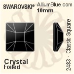 Swarovski Classic Square Flat Back No-Hotfix (2483) 10mm - Clear Crystal With Platinum Foiling
