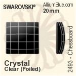 施华洛世奇 棋盘 平底石 (2493) 20mm - 透明白色 白金水银底