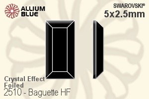 スワロフスキー Baguette ラインストーン ホットフィックス (2510) 5x2.5mm - クリスタル エフェクト 裏面アルミニウムフォイル