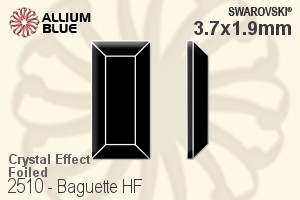 スワロフスキー Baguette ラインストーン ホットフィックス (2510) 3.7x1.9mm - クリスタル エフェクト 裏面アルミニウムフォイル