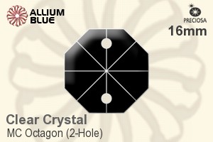 Preciosa MC Octagon (2-Hole) (2552) 16mm - Clear Crystal - Click Image to Close