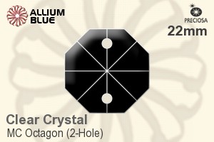 Preciosa MC Octagon (2-Hole) (2552) 22mm - Clear Crystal