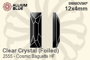 スワロフスキー Cosmic Baguette ラインストーン ホットフィックス (2555) 12x4mm - クリスタル 裏面アルミニウムフォイル - ウインドウを閉じる