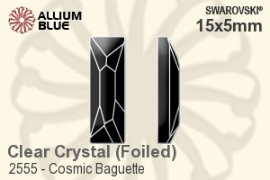 Swarovski Cosmic Baguette Flat Back No-Hotfix (2555) 15x5mm - Clear Crystal With Platinum Foiling - Click Image to Close