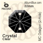 Preciosa MC Octagon (2-Hole) (2611) 22mm - Clear Crystal