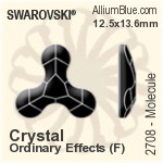 スワロフスキー Molecule ラインストーン (2708) 12.5x13.6mm - クリスタル エフェクト 裏面プラチナフォイル