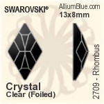 Swarovski Rhombus Flat Back No-Hotfix (2709) 13x8mm - Clear Crystal With Platinum Foiling