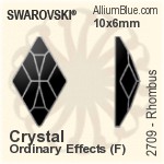 Swarovski Rhombus Flat Back No-Hotfix (2709) 10x6mm - Crystal Effect With Platinum Foiling