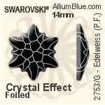 Swarovski Edelweiss (Partly Frosted) Flat Back Hotfix (2753/G) 14mm - Crystal Effect With Aluminum Foiling
