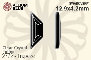 Swarovski Trapeze Flat Back No-Hotfix (2772) 12.9x4.2mm - Clear Crystal With Platinum Foiling - Haga Click en la Imagen para Cerrar