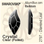施华洛世奇 Diamond 树叶 平底石 (2797) 8x4mm - 透明白色 白金水银底