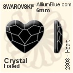 スワロフスキー Heart ラインストーン (2808) 6mm - クリスタル 裏面プラチナフォイル