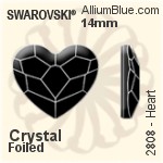 Swarovski Heart Flat Back No-Hotfix (2808) 14mm - Clear Crystal With Platinum Foiling