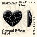 施華洛世奇 心形 熨底平底石 (2808) 3.6mm - 白色（半塗層） 鋁質水銀底