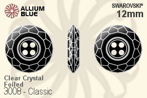 Swarovski Classic Button (3008) 12mm - Clear Crystal With Platinum Foiling - Haga Click en la Imagen para Cerrar