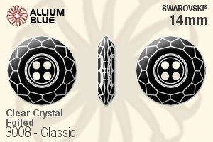 Swarovski Classic Button (3008) 14mm - Clear Crystal With Platinum Foiling