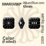Swarovski Rivoli Square Button (3009) 12mm - Color With Platinum Foiling