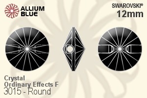 スワロフスキー Round ボタン (3015) 12mm - クリスタル （オーディナリー　エフェクト） アルミニウムフォイル