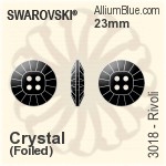 Swarovski Rivoli Button (3018) 23mm - Clear Crystal With Platinum Foiling