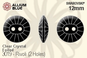 スワロフスキー リボリ (2 Holes) ボタン (3019) 12mm - クリスタル 裏面プラチナフォイル - ウインドウを閉じる