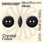 Swarovski Rivoli (2 Holes) Button (3019) 14mm - Clear Crystal With Platinum Foiling