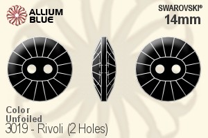 Swarovski Rivoli (2 Holes) Button (3019) 14mm - Color Unfoiled - Haga Click en la Imagen para Cerrar