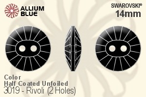Swarovski Rivoli (2 Holes) Button (3019) 14mm - Color (Half Coated) Unfoiled - Haga Click en la Imagen para Cerrar