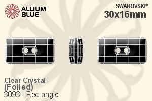 Swarovski Rectangle Button (3093) 30x16mm - Clear Crystal With Aluminum Foiling - Click Image to Close