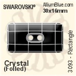 Swarovski Rectangle Button (3093) 30x16mm - Clear Crystal With Aluminum Foiling