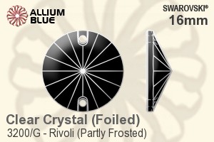Swarovski Rivoli (Partly Frosted) Sew-on Stone (3200/G) 16mm - Clear Crystal With Platinum Foiling - Haga Click en la Imagen para Cerrar