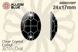 Swarovski Oval Sew-on Stone (3210) 24x17mm - Clear Crystal With Platinum Foiling - Click Image to Close