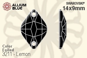 Swarovski Lemon Sew-on Stone (3211) 14x9mm - Color With Platinum Foiling - Click Image to Close