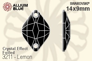 Swarovski Lemon Sew-on Stone (3211) 14x9mm - Crystal Effect With Platinum Foiling - Haga Click en la Imagen para Cerrar