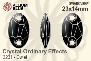 施華洛世奇 Owlet 手縫石 (3231) 23x14mm - 白色（半塗層） 無水銀底